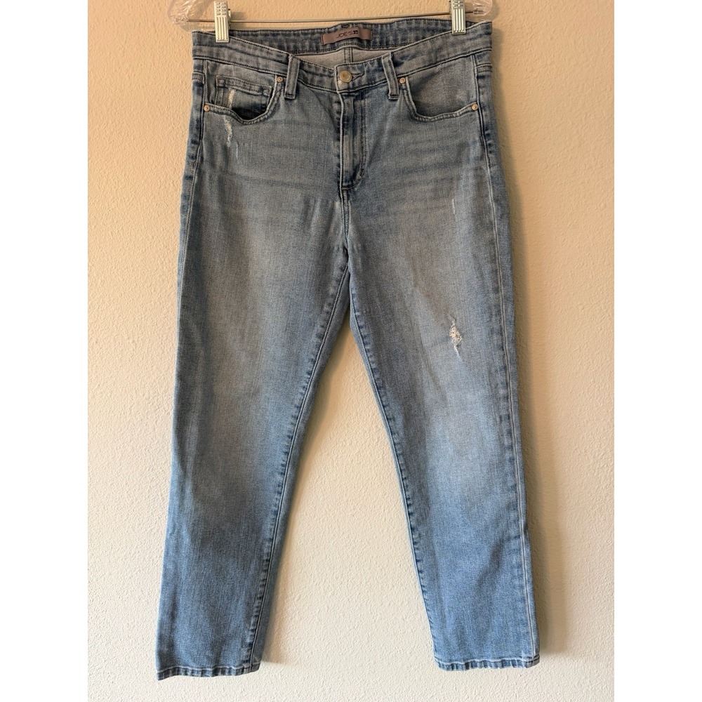 Joe's Jeans Women's Girlfriend Cut Light Blue Distressed Jeans Size 30 Mid Rise